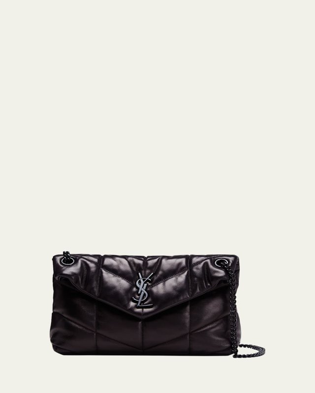 Lou Puffer Small YSL Shoulder Bag in Quilted Leather
