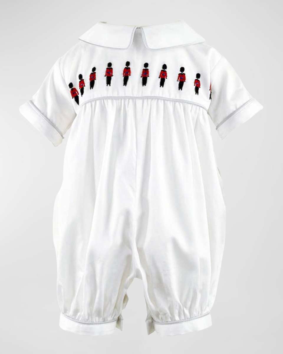 Boy's Soldier Embroidered Collared Playsuit, Size Newborn-12