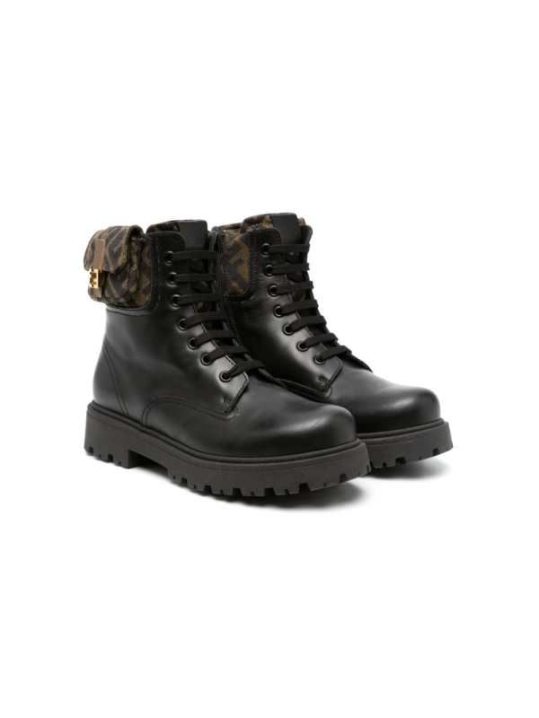 FF-print leather boots