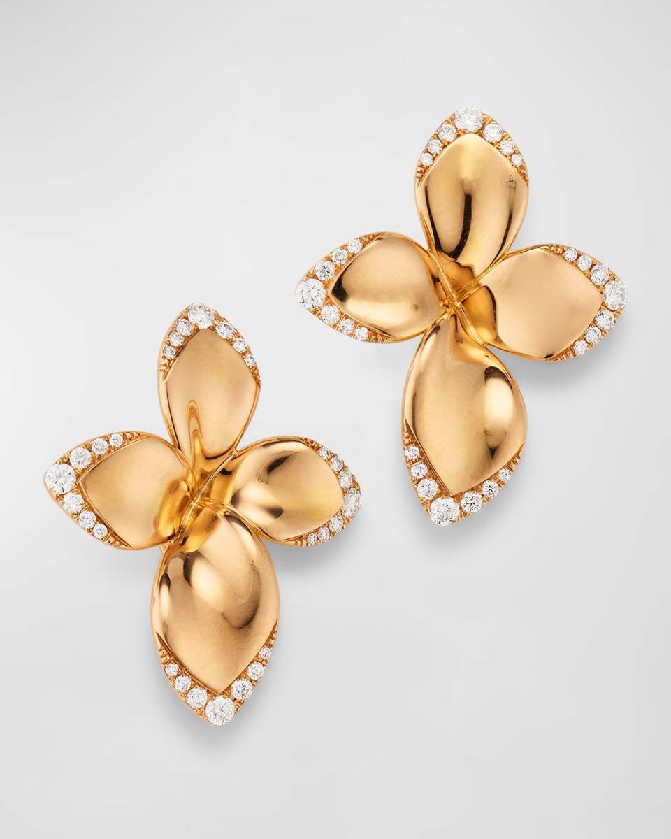 Giardini Segreti 18k Rose Gold Diamond Flower Earrings