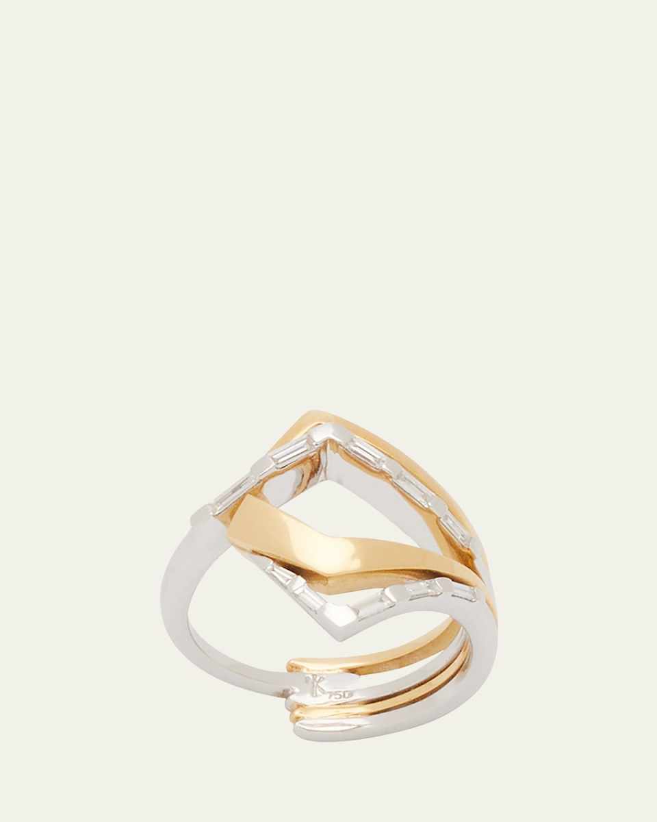 Energy Baguette Diamond Multi-Band Ring in Two-Tone 18K Gold