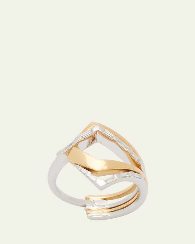 Energy Baguette Diamond Multi-Band Ring in Two-Tone 18K Gold