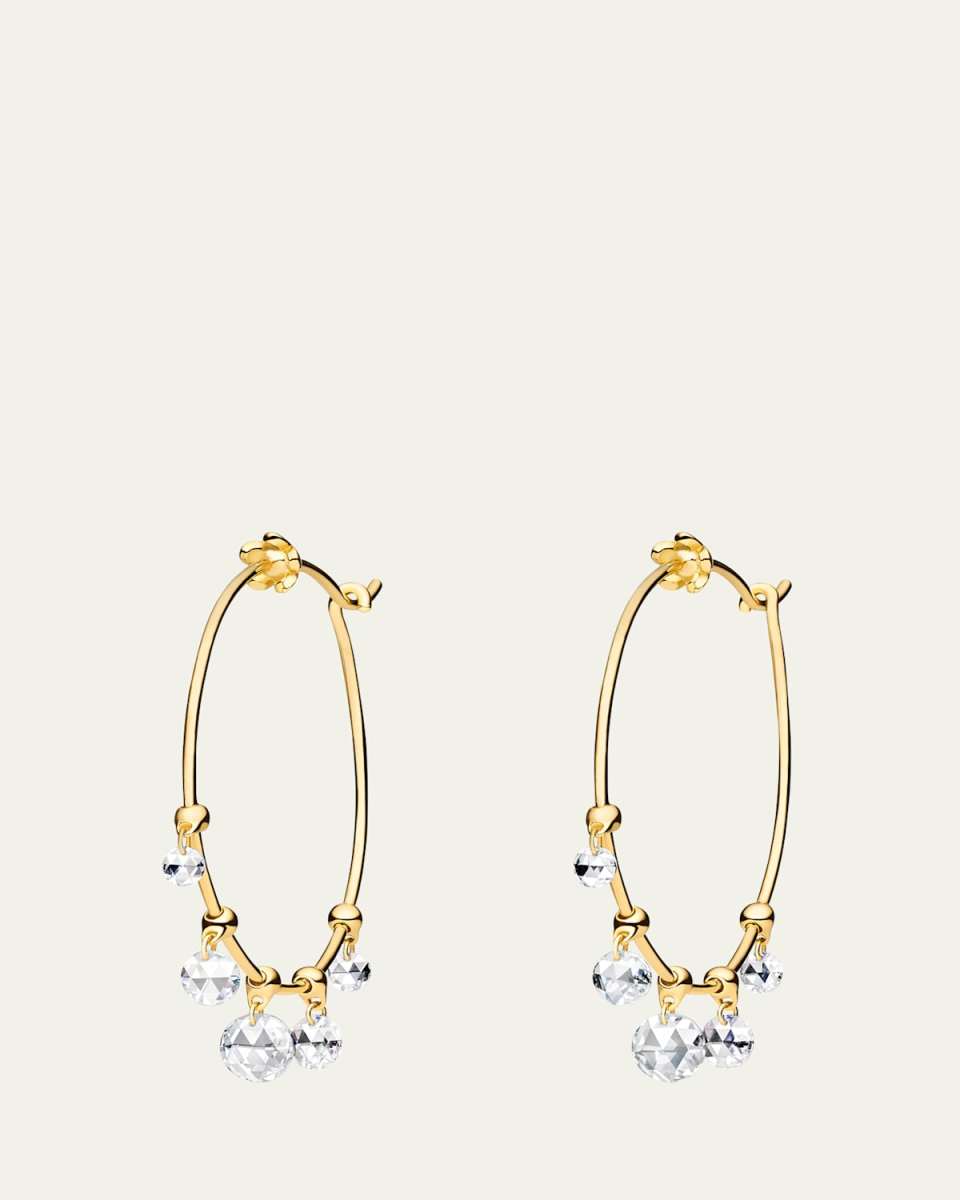 28mm Windchime Wire Hoop Earrings with Rose-Cut Diamonds