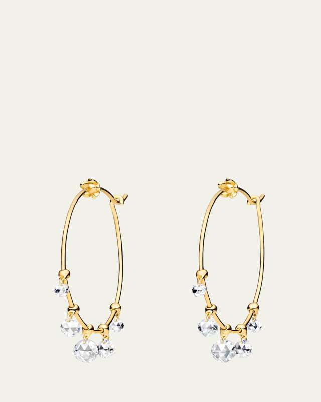 28mm Windchime Wire Hoop Earrings with Rose-Cut Diamonds