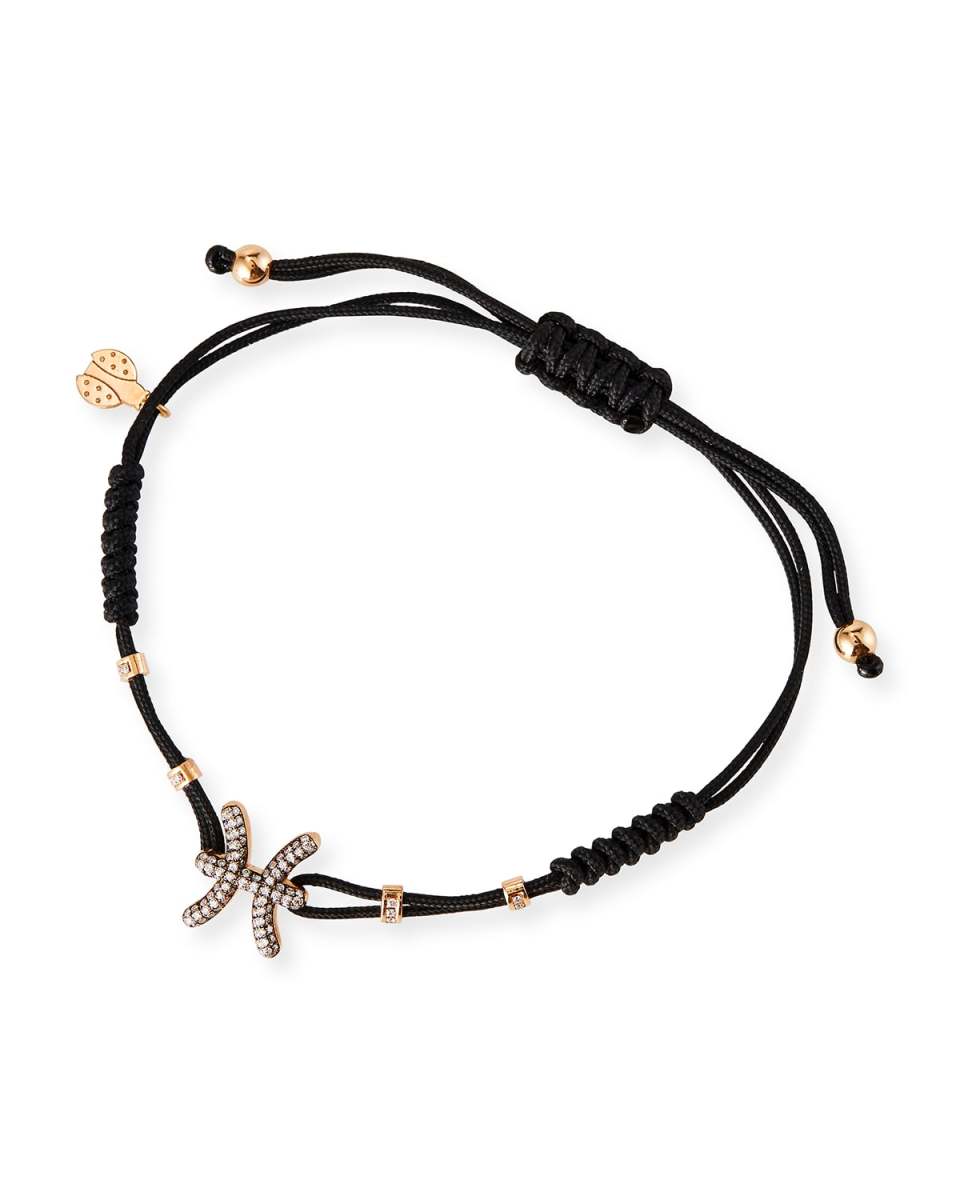 18k Pink Gold Diamond Pisces Pull-Cord Bracelet