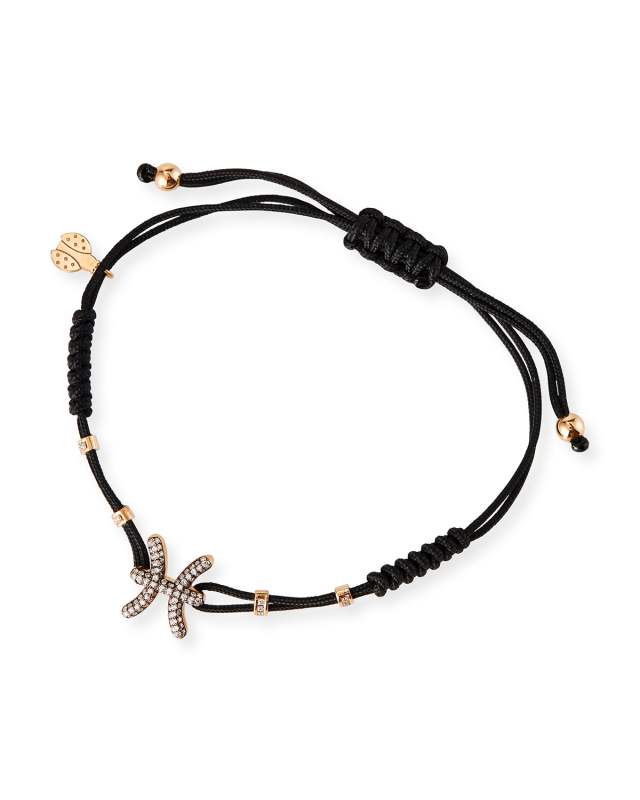 18k Pink Gold Diamond Pisces Pull-Cord Bracelet