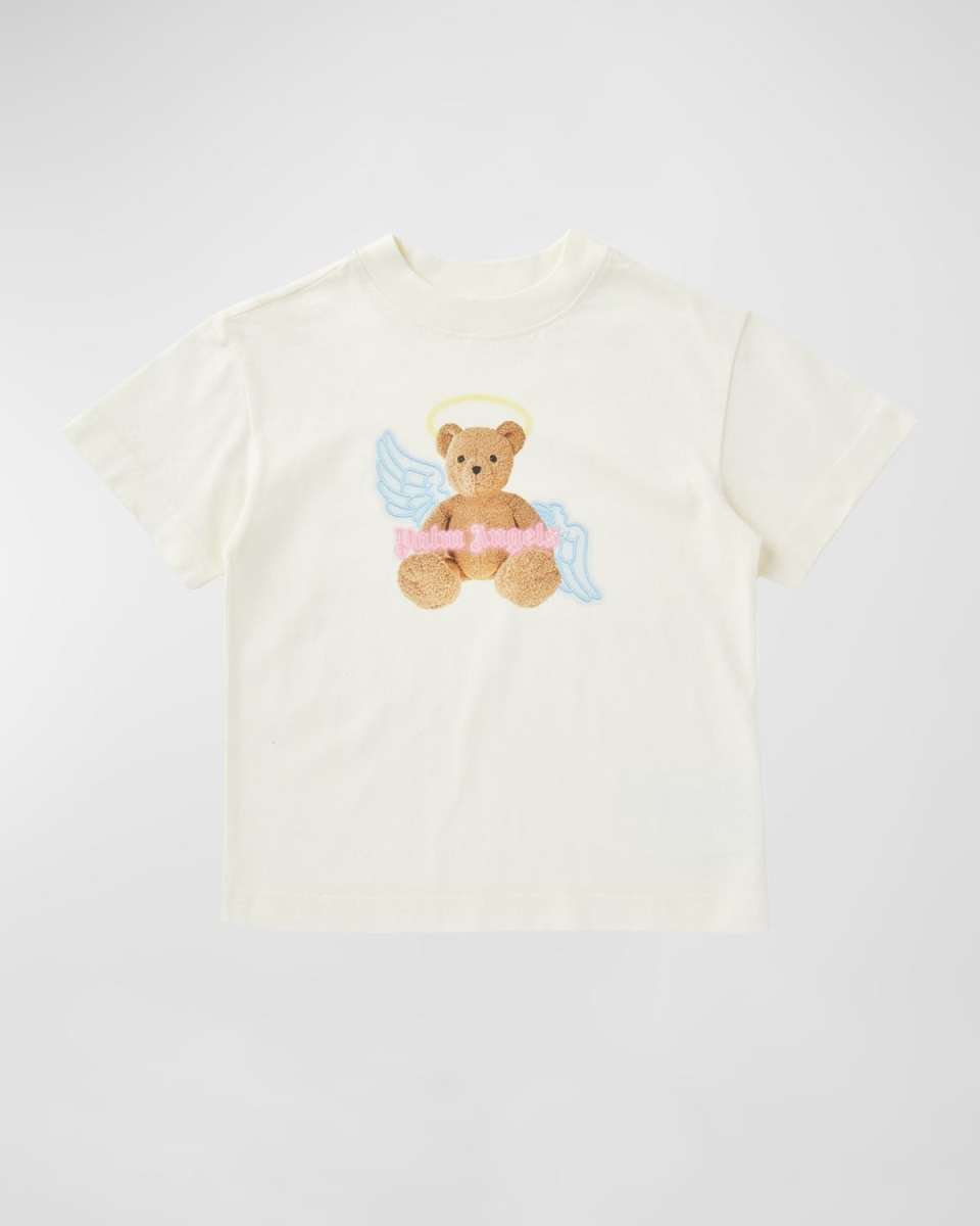Girl's Winged Teddy Bear Logo-Print T-Shirt, Size