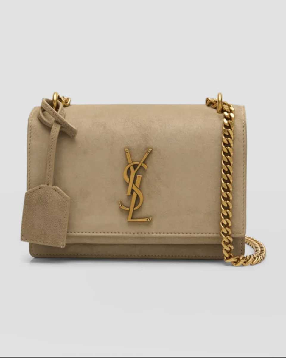 Sunset Small YSL Crossbody Bag in Suede