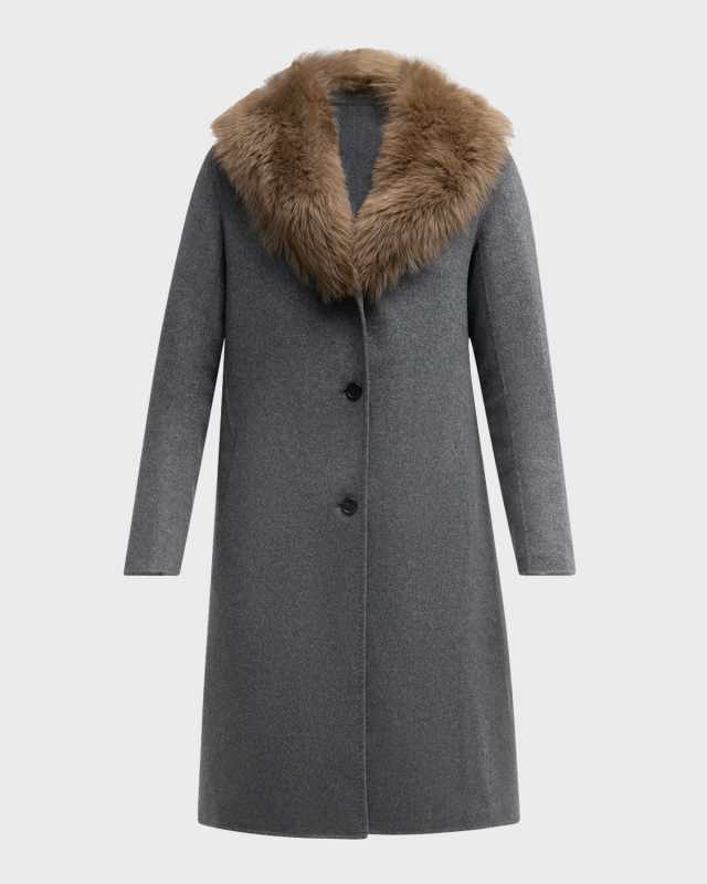 Double-Faced Cashmere and Lamb Fur Coat