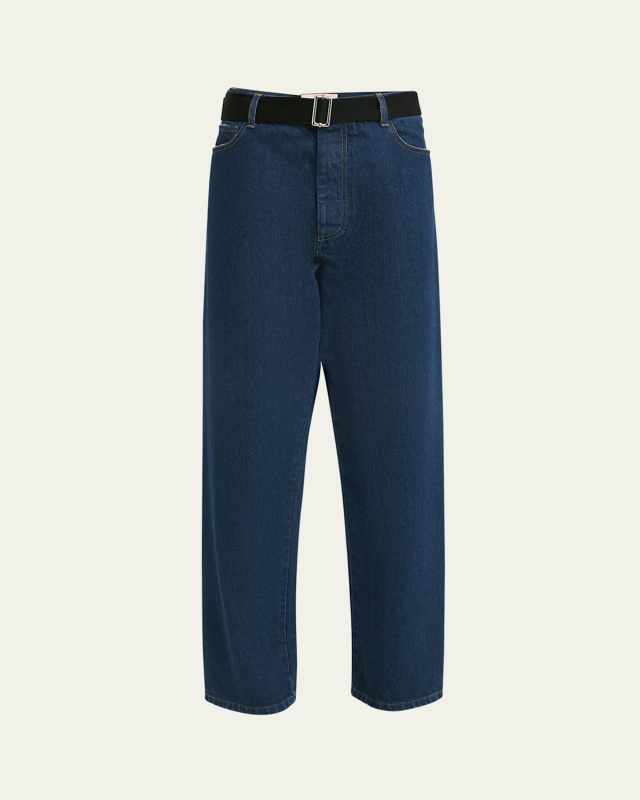 Belted Wide-Leg Denim Trousers