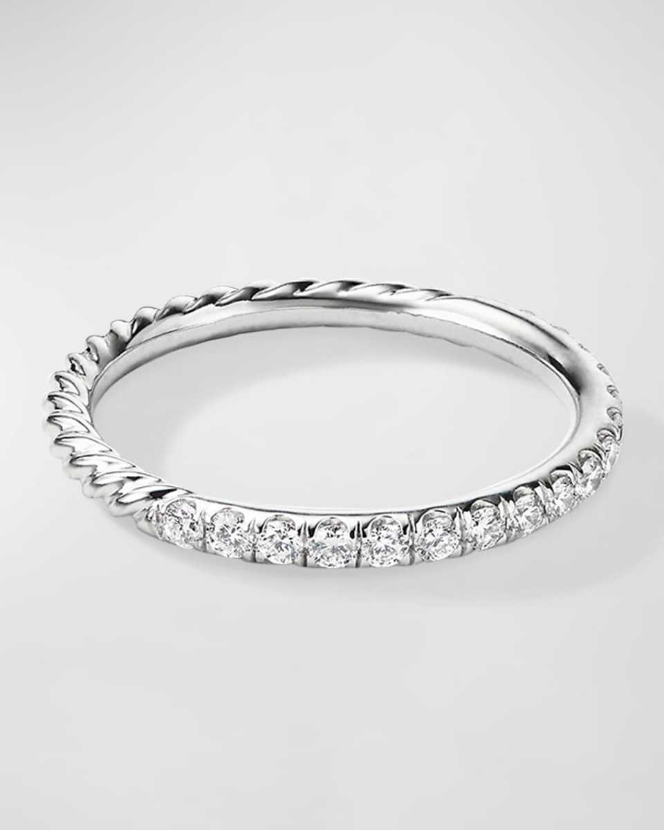 2mm Cable Pave Band Ring with Diamonds in 18k White Gold