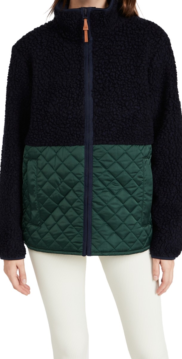 Tory Sport Sherpa Fleece Quilted Jacket Tory Navy/Conifer