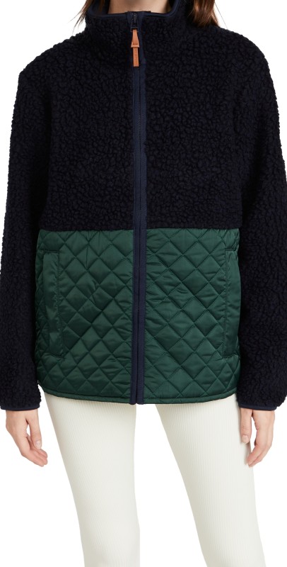 Tory Sport Sherpa Fleece Quilted Jacket Tory Navy/Conifer