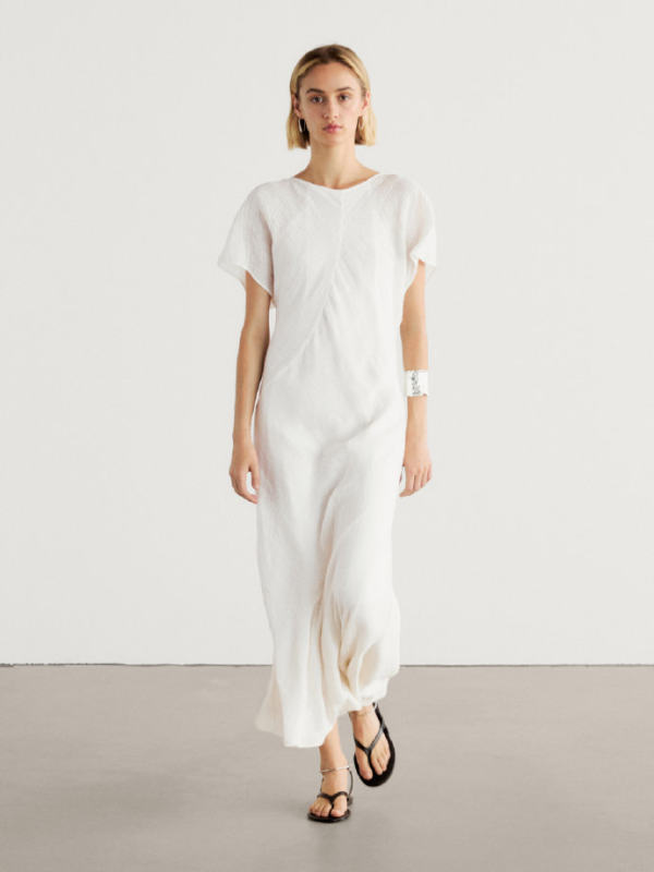 Massimo Dutti SHORT SLEEVE LINEN DRESS