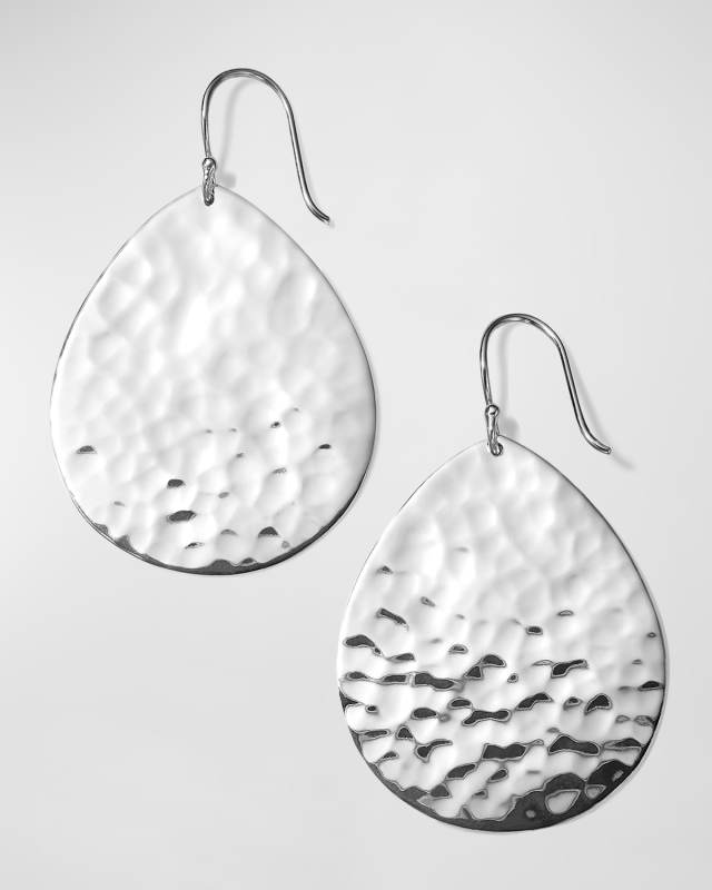 Crinkle Medium Teardrop Earrings in Sterling Silver