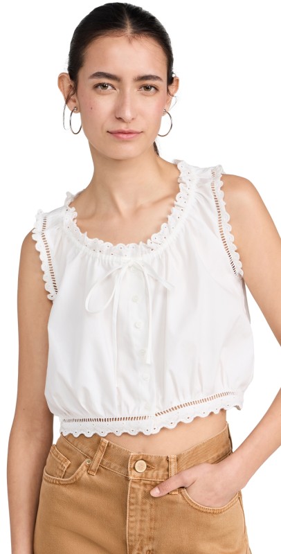 LE JEAN Eyelet Cami Top White