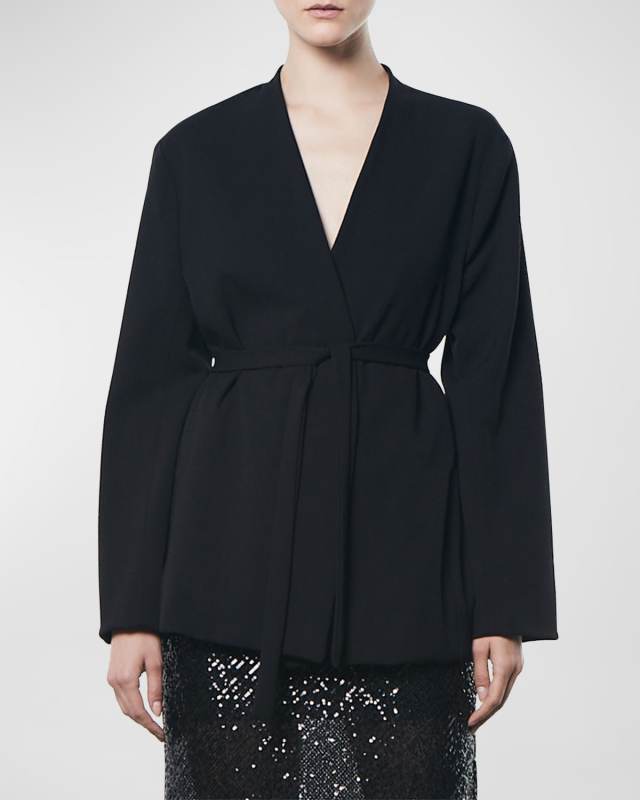 Soft Crepe Wrap Blazer