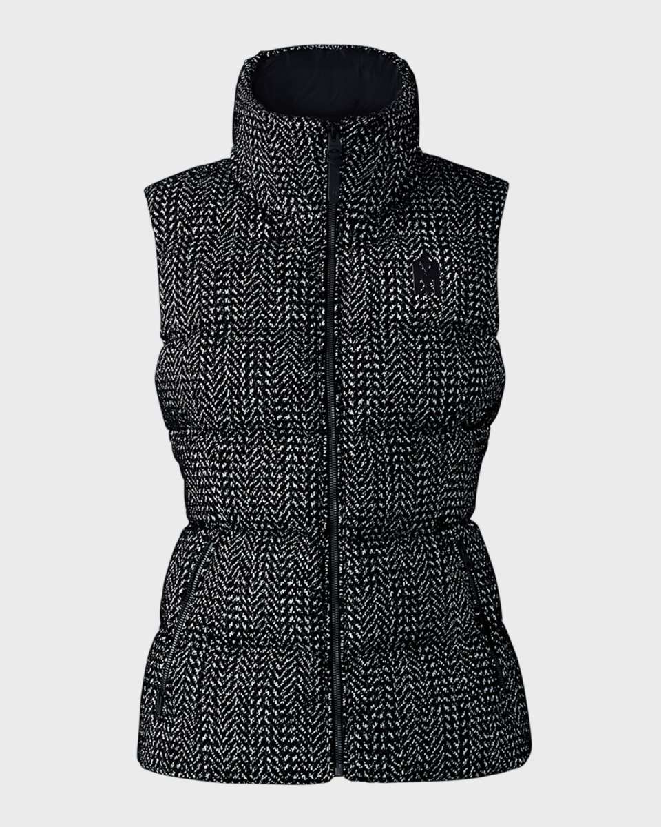 Chaya Flocked Chevron Houndstooth Light Down Vest