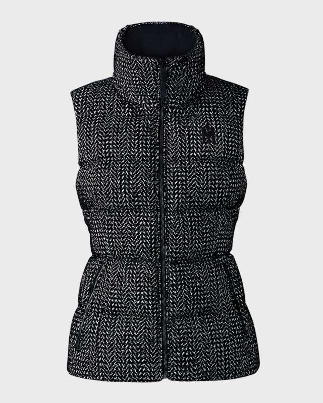 Chaya Flocked Chevron Houndstooth Light Down Vest