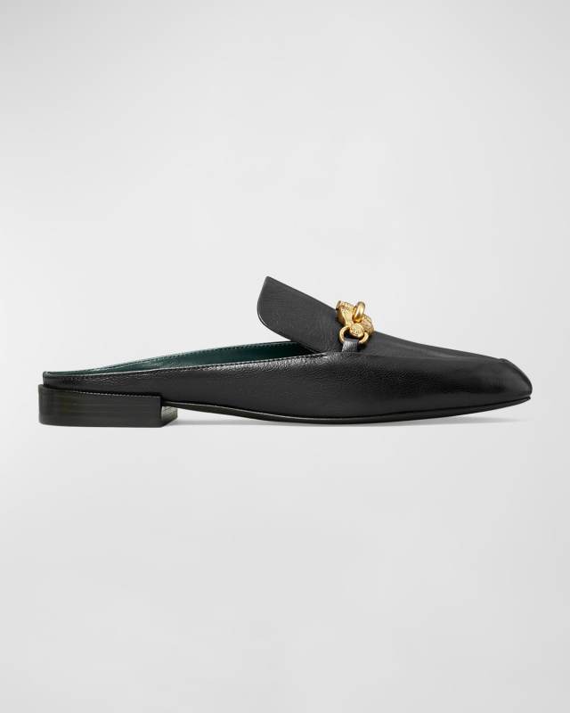 Jessa Leather Bit Chain Loafer Mules