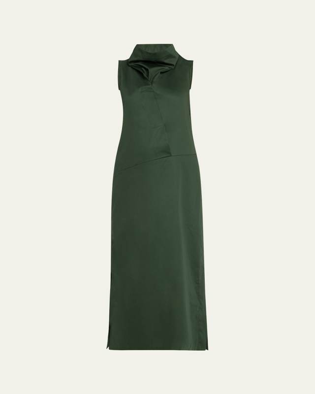 Long Fold Cowl Neck Dress