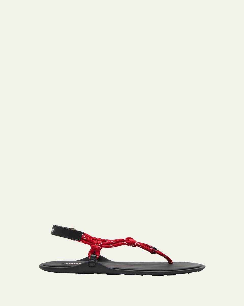 Sporty Rope Thong Slingback Sandals