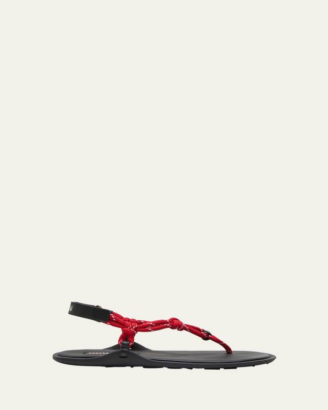 Sporty Rope Thong Slingback Sandals