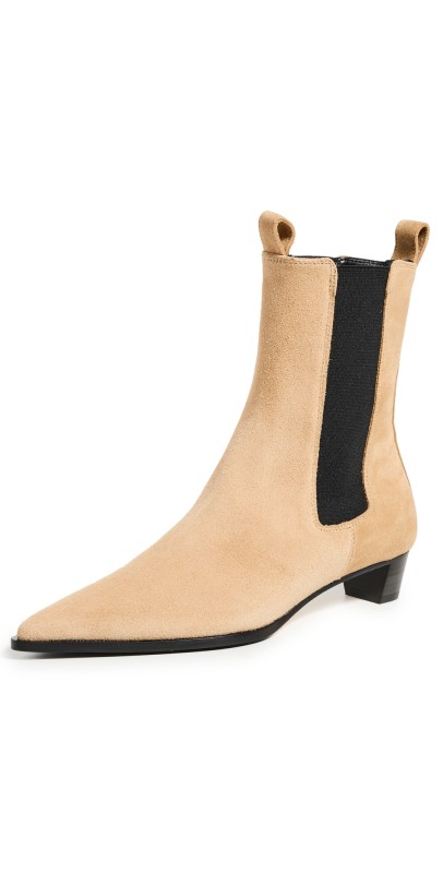 AEYDE Kiki Cow Suede Leather Caramel Booties Caramel