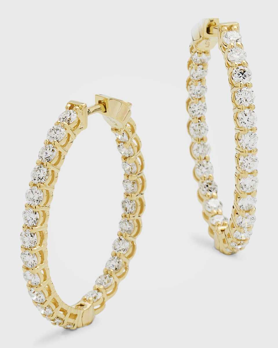 18K Yellow Gold GH/SI Diamond Oval Hoop Earrings, 1"L, 2.42tcw