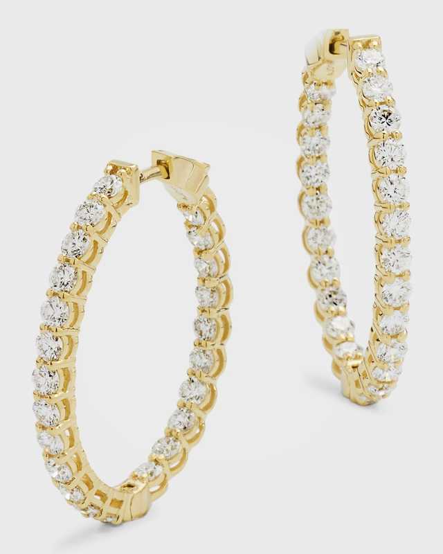 18K Yellow Gold GH/SI Diamond Oval Hoop Earrings, 1"L, 2.42tcw