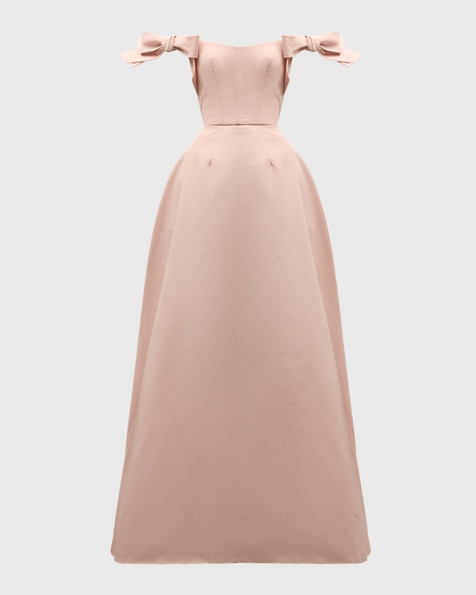 Off-The-Shoulder Bow Slit Gown