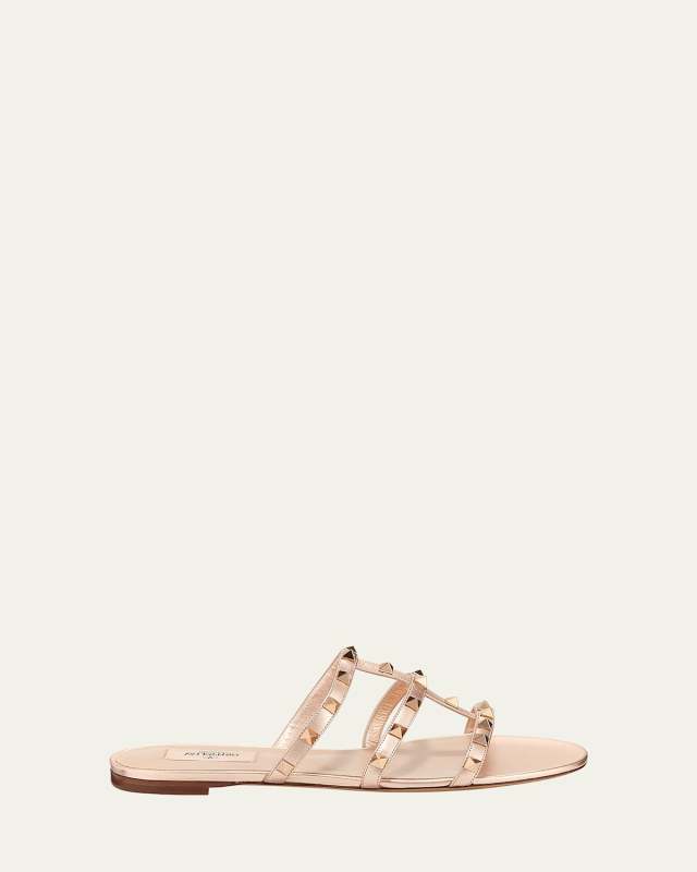 Rockstud Metallic City Flat Slide Sandals