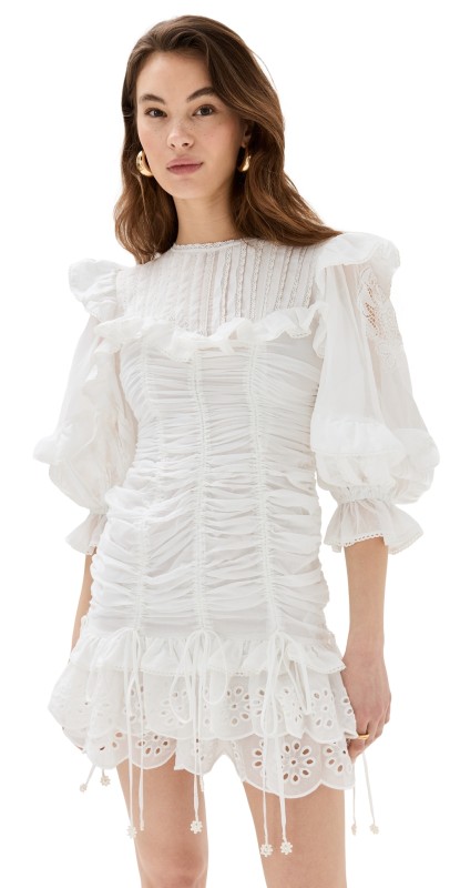 FARM Rio White Lace Mini Dress White