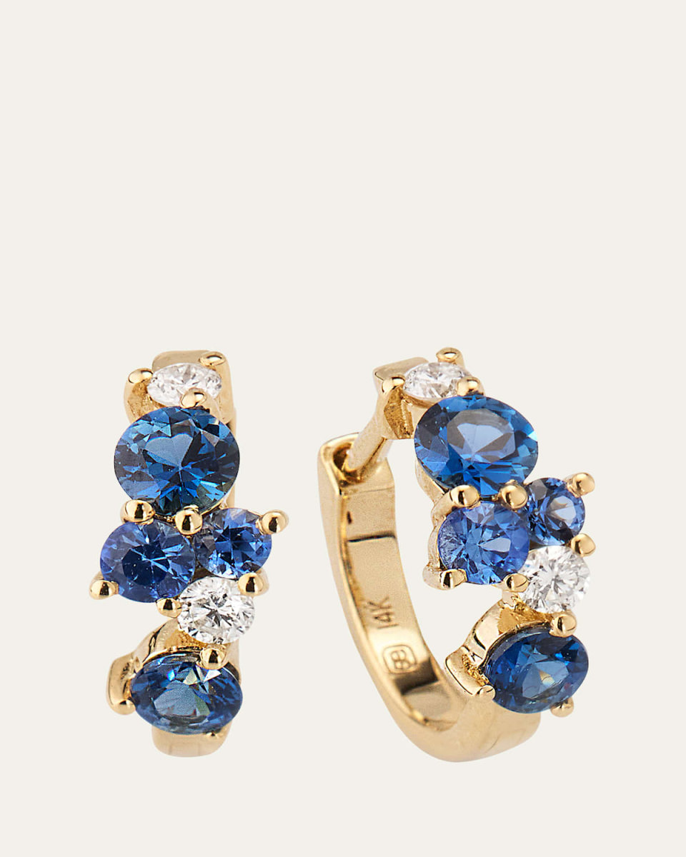 14k Gold Tri-Stone Cocktail Huggies