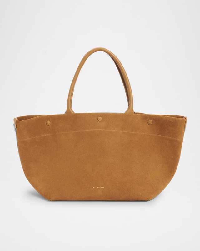 Small East-West Suede Tote Bag