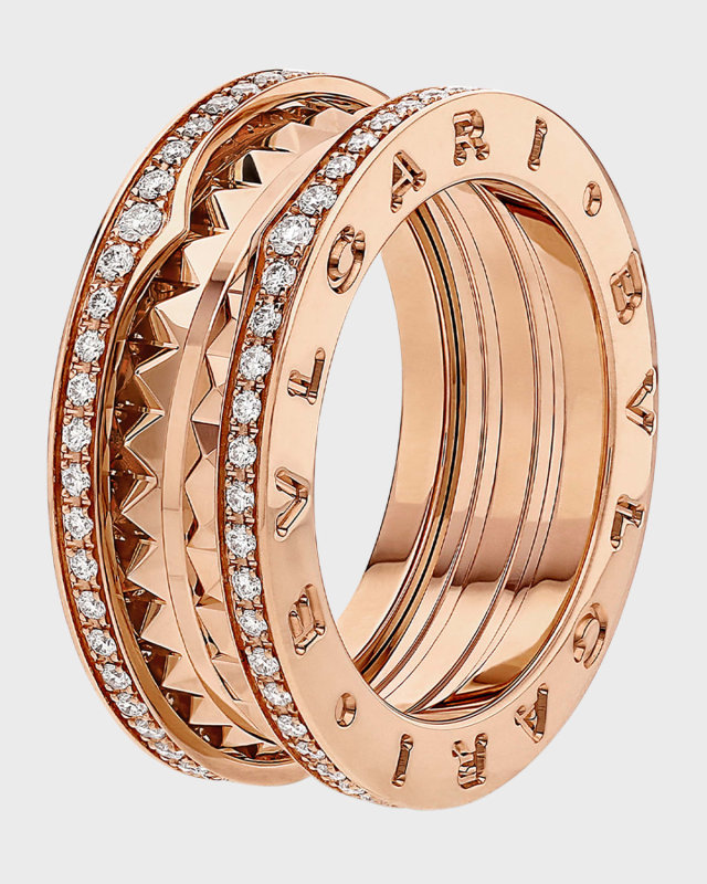 B. Zero1 Rock Studded Diamond Pave Ring in 18K Rose Gold