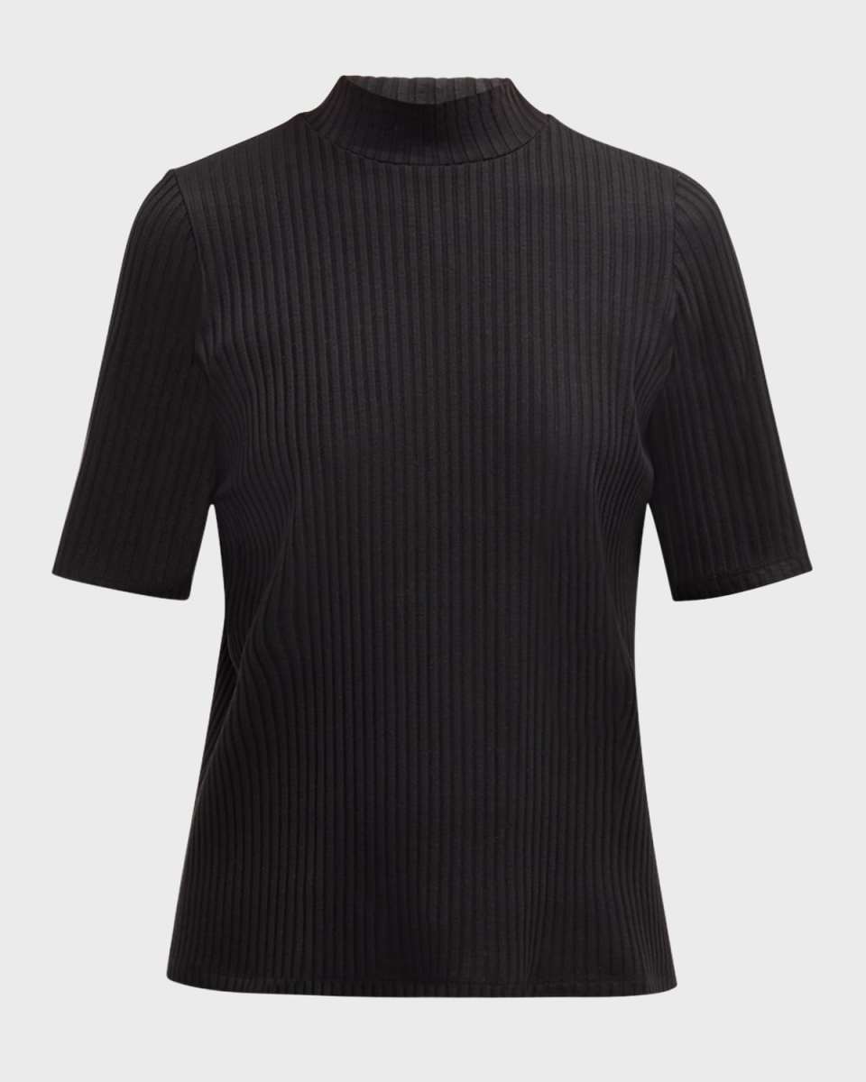 Ribbed Mock-Neck Top
