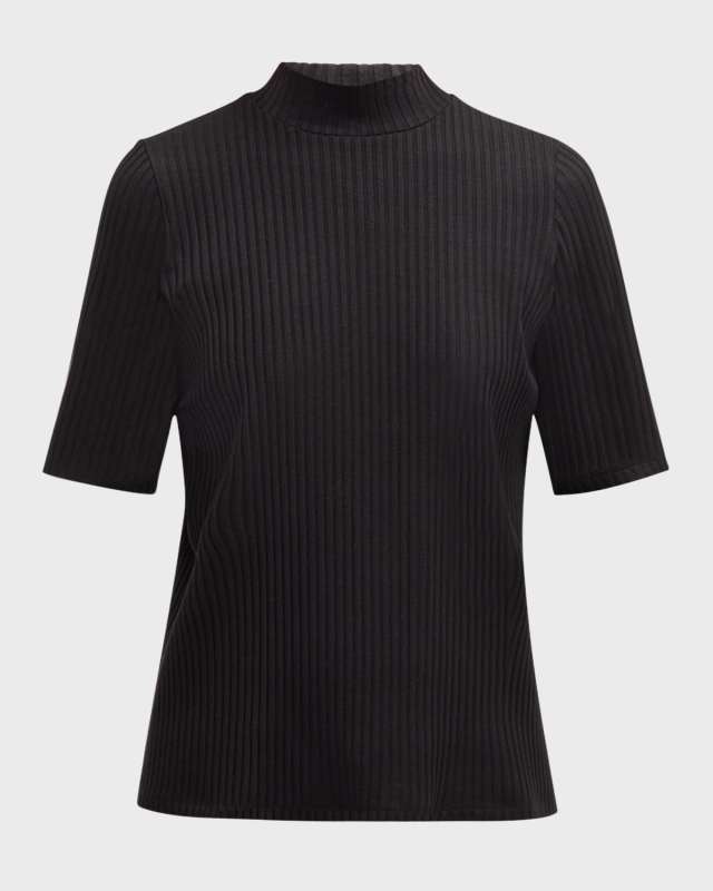 Ribbed Mock-Neck Top