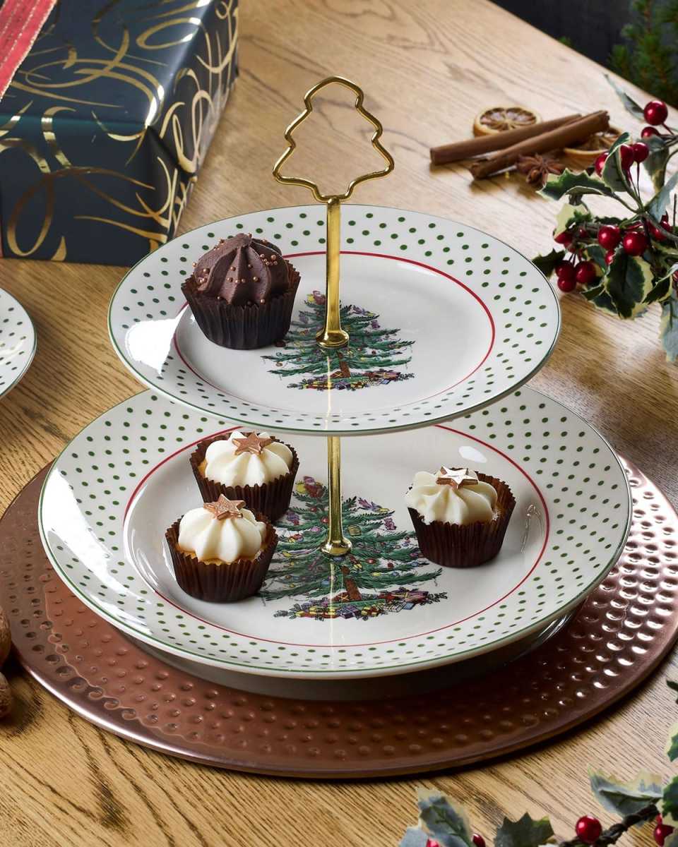 Christmas Tree Polka Dot Tiered Server