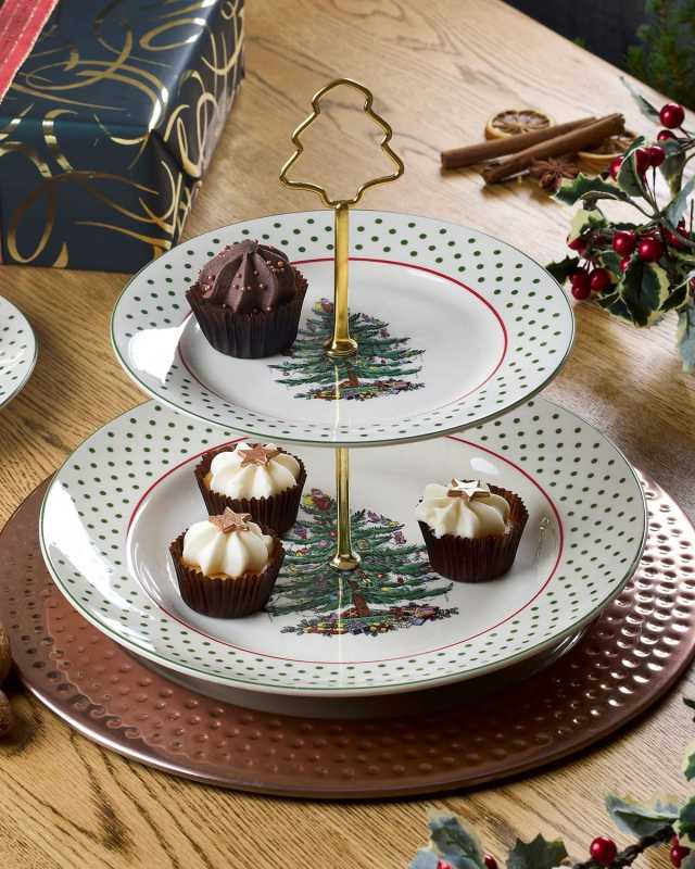 Christmas Tree Polka Dot Tiered Server