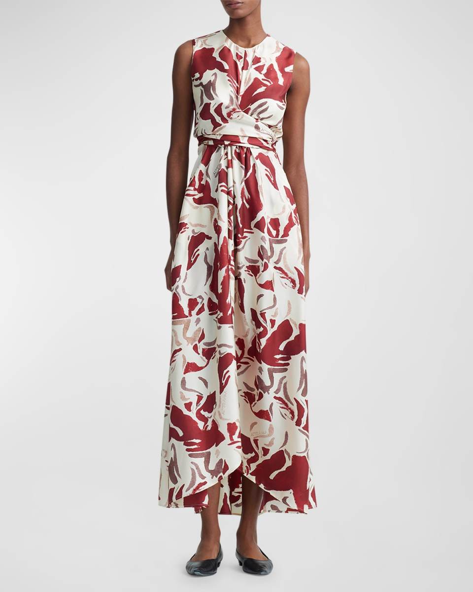 Penny Horse-Print Sleeveless Cross-Waist Maxi Dress