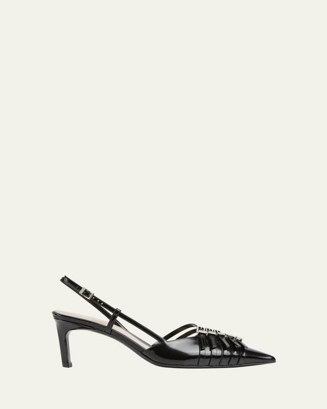 Regent Leather Buckles Slingback Pumps