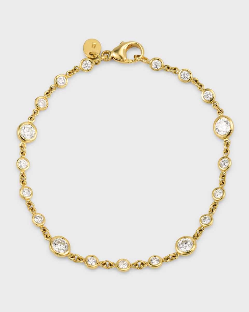 Sparkle 18K Yellow Gold Diamond Bezel Station Link Bracelet