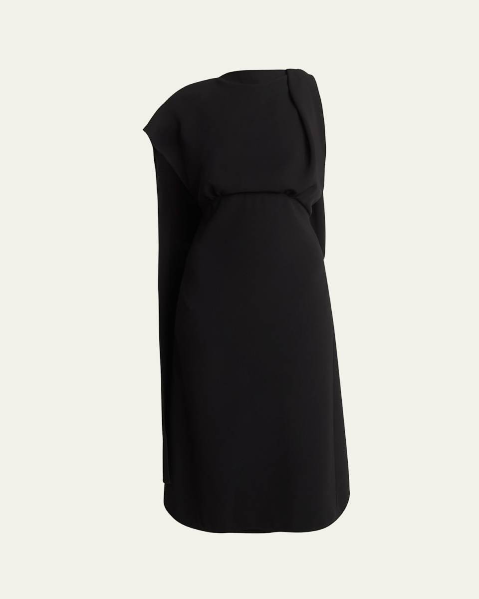 Maude Matte Viscose Crepe Cape Midi Dress