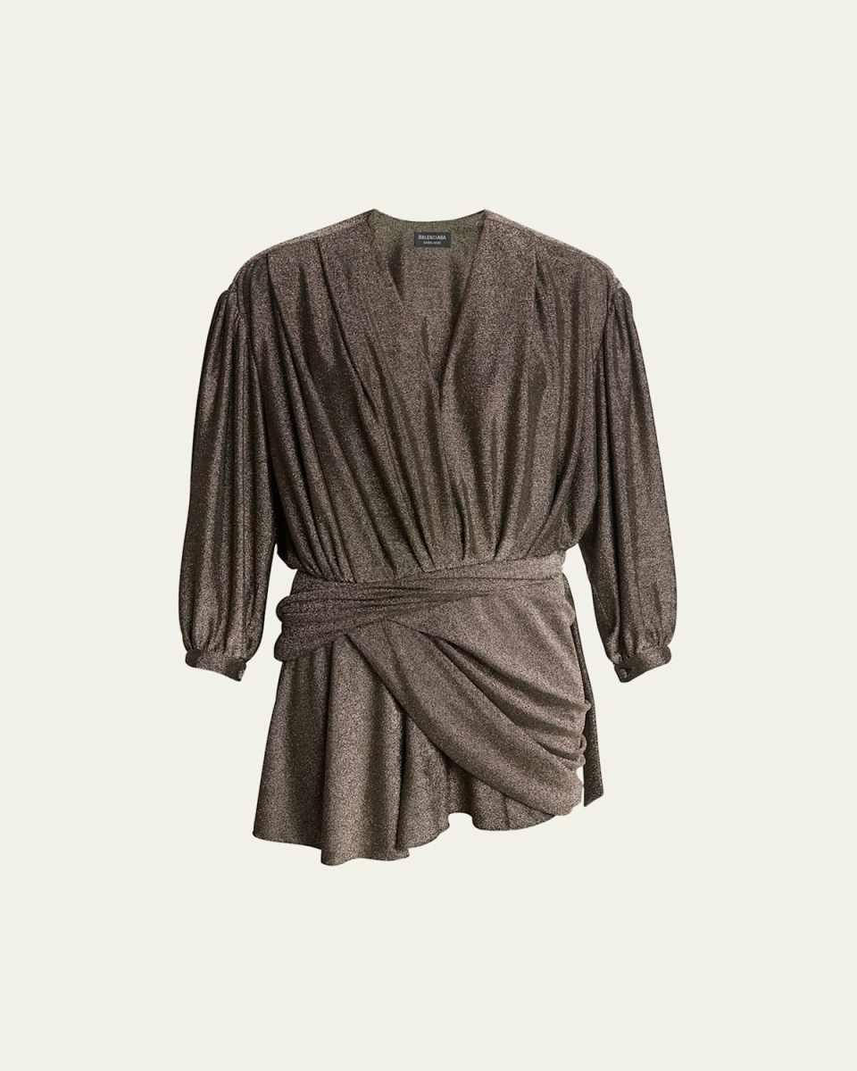 Metallic Draped Mini Dress