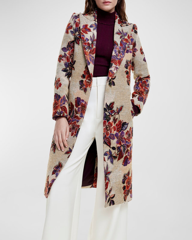 Floral Jacquard Coat