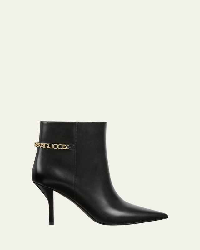 Signoria Leather Chain Ankle Booties