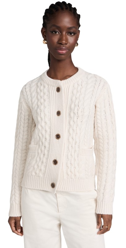 LISA YANG Harriett Cashmere Cardigan Cream