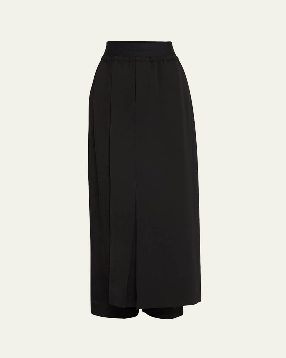 Half-Skirt Straight-Leg Tailored Pants