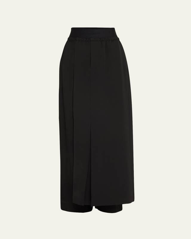 Half-Skirt Straight-Leg Tailored Pants